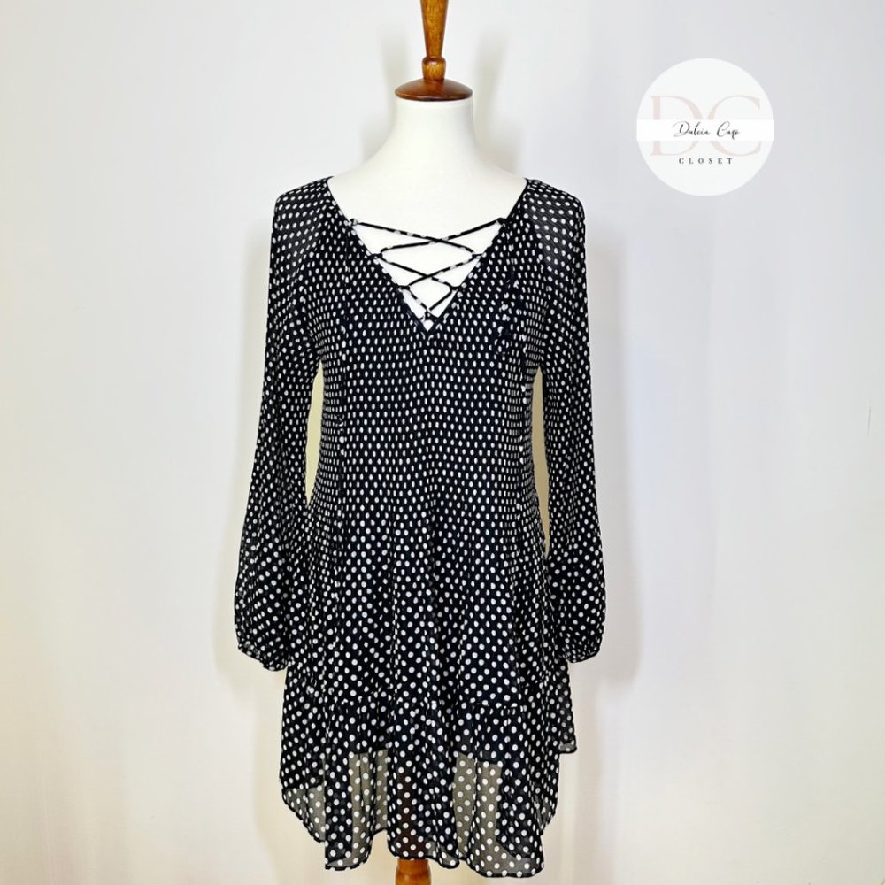 Sfera Collection Micro Pleat Polka Dot Dress Size M